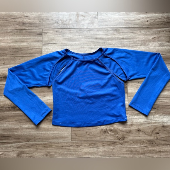 SammyB ALEXIS LONG SLV CROP TOP Blue Sz XL Open back NWT - Picture 6 of 11